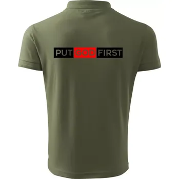 Pánská košile Put God first obdélník - Polokošile pánská Pique Polo 203 - 4XL ( Khaki )