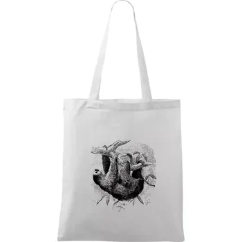 Lenochod kreslený - Taška bavlněná - 42 x 38 cm ( Bílá )