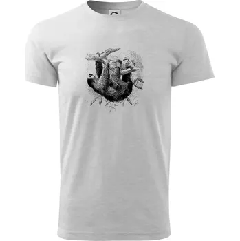 Pánské tričko Lenochod kreslený - Triko extra velké (5-8XL) - 8XL ( Světlešedý Melír )