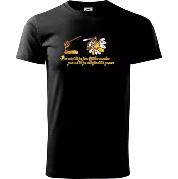 Pánské tričko Včela - lžička medu - Triko extra velké (5-8XL) - 8XL ( Černá )