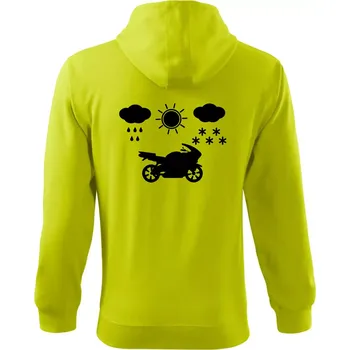 Pánská mikina Motorkář za každého počasí - silnice - Mikina s kapucí na zip trendy zipper - XL ( Limetková )