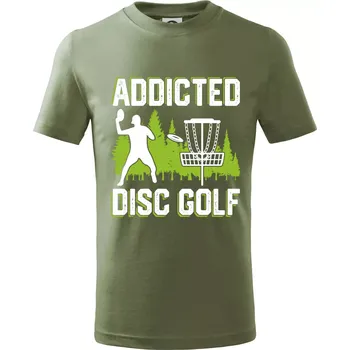 Addicted disc golf - Tričko dětské bavlněné - 146 cm/10 let ( Khaki )
