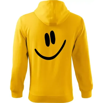 Pánská mikina Emoji bez obrysu - usměv - Mikina s kapucí na zip trendy zipper - 3XL ( Žlutá )