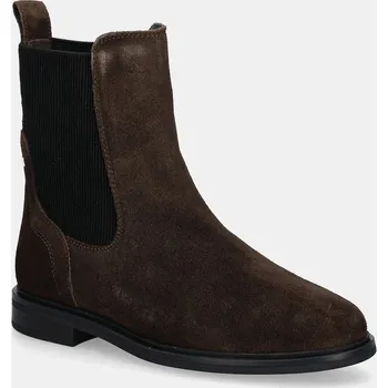 Dámská zimní obuv Semišové kotníkové boty Tommy Hilfiger FLAG SUEDE CHELSEA BOOT FW0FW08780 hnědá 88X, EUR 39
