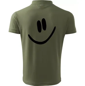 Pánská košile Emoji bez obrysu - usměv - Polokošile pánská Pique Polo 203 - 4XL ( Khaki )