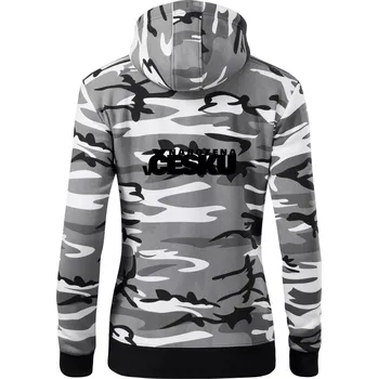 Dámská mikina Nápis - Narozena v Česku - Dámská mikina trendy zipper s kapucí - XS ( Šedý maskáč )