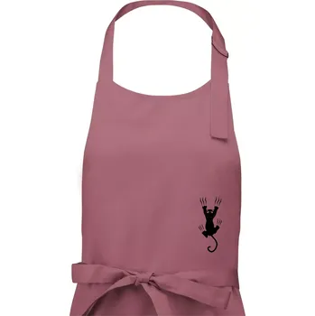 Kuchyňská zástěra Kočka visící - Pánská zástěra na vaření - Univerzální velikost ( Starorůžová )