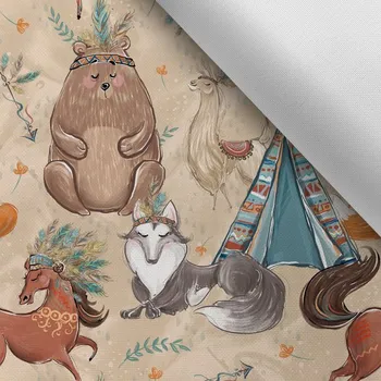 Zbytek - Látka s potiskem kočárkovina TD/NS indiana boy light brown