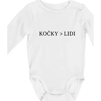 Kočky > Lidi - Body kojenecké s dlouhým rukávem - Dlouhý r. do 3 měs ( Bílá )