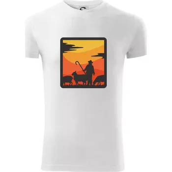 Pánské tričko Pastevec ovcí - čtverec - Viper FIT - Pánské zůžené tričko - M ( Bílá )