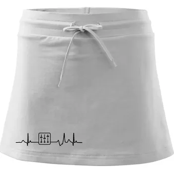 Dámská sukně Ekg zvukař - mixpult - Sportovní sukně - two in one - S ( Bílá )