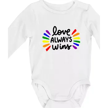 Kojenecký body Love always win - čáry - Body kojenecké s dlouhým rukávem - Dlouhý r. do 3 měs ( Bílá )