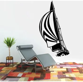 Samolepící dekorace Plachetnice na vlnách - vinylová samolepka na zeď 80x43cm