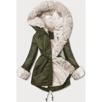 Bunda parka v army barvě s odepínací kožešinovou podšívkou (5M3187-136) odstíny zelené XL (42)