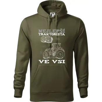 Pánské oblečení Nejlepší traktorista ve vsi - Mikina pánská Cape s kapucí - 4XL ( Military )