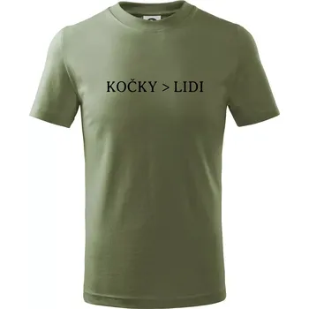Chlapecké oblečení Kočky > Lidi - Tričko dětské bavlněné - 104-110cm / 3-4 roky ( Khaki )
