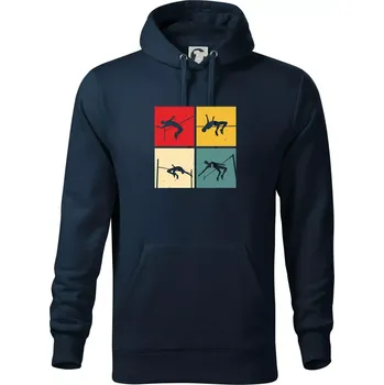 Pánská mikina Skok do výšky vintage - Mikina pánská Cape s kapucí - S ( Námořní modrá (velmi tmavá - téměř černá) )