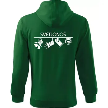 Pánská mikina Osvětlovač - světlonoš - Mikina s kapucí na zip trendy zipper - M ( Lahvově zelená )
