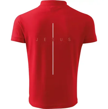 Pánská košile Jesus nápis v kříži - Polokošile pánská Pique Polo 203 - 4XL ( Červená )