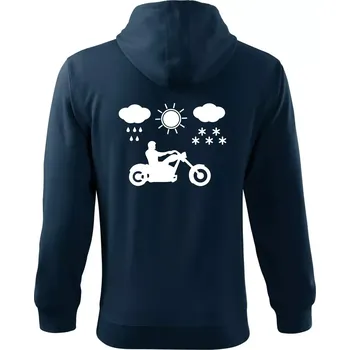 Pánská mikina Motorkář za každého počasí - chopper - Mikina s kapucí na zip trendy zipper - 2XL ( Námořní modrá (velmi tmavá - téměř černá) )