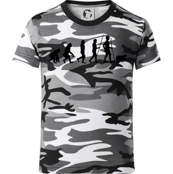 Chlapecké oblečení Evoluce pastevec ovcí - Dětské maskáčové triko - 104-110cm / 3-4 roky ( Šedý maskáč )