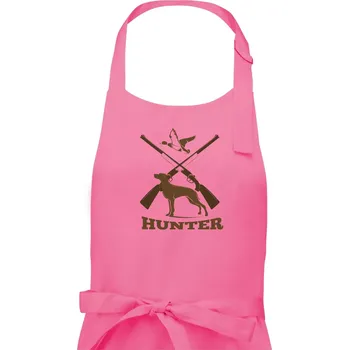Kuchyňská zástěra Hunter - ohař a kachny - Dámská zástěra na vaření - Univerzální velikost ( Růžová )