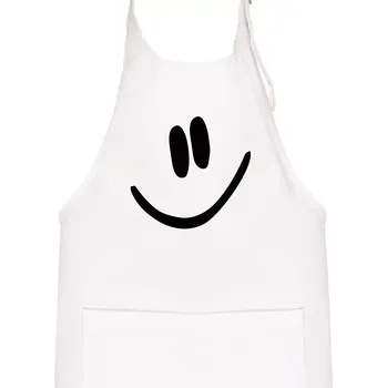 Kuchyňská zástěra Emoji bez obrysu - usměv - Dětská zástěra na vaření - Univerzální velikost ( Bílá )