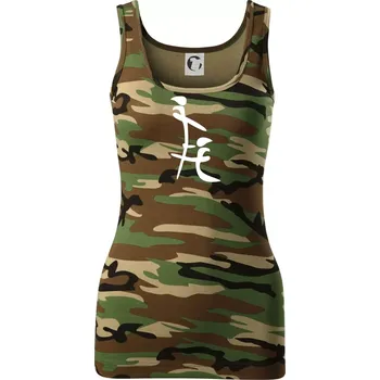 Dámské tričko Čínský znak - Dámské Maskáčové tílko - XS ( Hnědý maskáč )