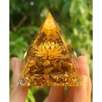 Orgonitová pyramida křišťál a tygří oko - Lotosový květ