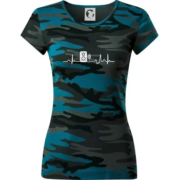 Ekg reprobedna - Dámské maskáčové triko - S ( Petrolejová maskáč )