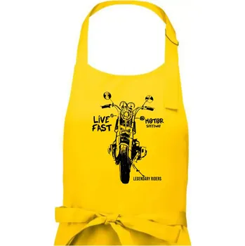 Kuchyňská zástěra Motorka kresba live fast - Dámská zástěra na vaření - Univerzální velikost ( Žlutá )