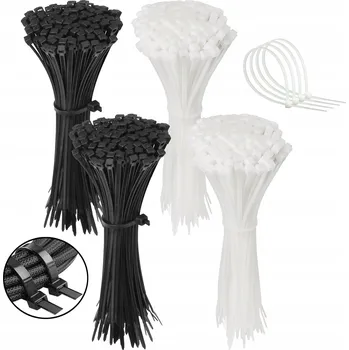 Stahovací páska Upínací pásky, stahovací pásky černé + bílé 200 x 2,5 x 400