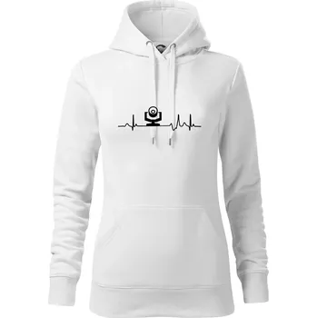 Dámská mikina Ekg osvětlovač - robo hlava - Mikina dámská Cape s kapucí - XL ( Bílá )