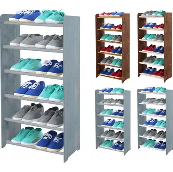 regál Regál na boty dřevěný stojan regál na obuv 7 POLIC šířka 45 cm Šedý