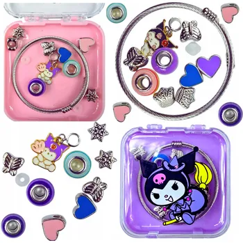 Náramek ZESTAW KUROMI BRANSOLETKA Šperky s přívěsky Kuromi pro děti - náramek, korálky a ozdoby