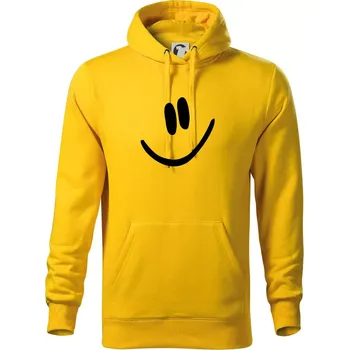 Pánská mikina Emoji bez obrysu - usměv - Mikina pánská Cape s kapucí - 3XL ( Žlutá )