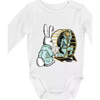 Pokusy na lidech (Pecka Design) - Body kojenecké s dlouhým rukávem - Dlouhý r. 3-6 měs ( Bílá )