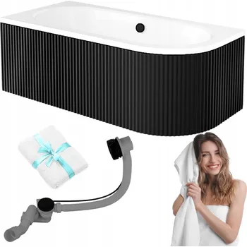 Vana Obdélníková vana s černým rýhovaným krytem BESCO AVITA 150x75 levá, včetně sifonu