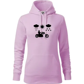Dámská mikina Motorkář za každého počasí - chopper - Mikina dámská Cape s kapucí - XS ( Orchid )