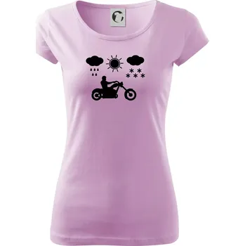 Dámské tričko Motorkář za každého počasí - chopper - Dámské triko Pure - XS ( Orchid )