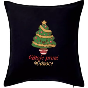 Polštář Moje první Vánoce stromek - Polštář 50x50 - 50x50 - Pouze potah ( Černá )