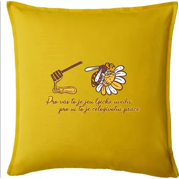 Polštář Včela - lžička medu - Polštář 50x50 - 50x50 - Pouze potah ( Žlutá )