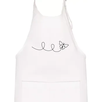 Kuchyňská zástěra Dráha letu motýla - smyčka - Dětská zástěra na vaření - Univerzální velikost ( Bílá )