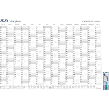 Kalendář Staedtler nástěnný kalendář 641 YP-1DE plus 305F WP4-1 14 měsíců/1 strana 1 sada