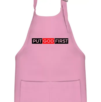 Kuchyňská zástěra Put God first obdélník - Dětská zástěra na vaření - Univerzální velikost ( Růžová )