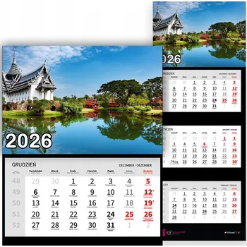Kalendář Nástěnný Kalendář Trojdílný 2026 KLIDNÝ VÝHLED Do Kanceláře Jako Dárek Vzory
