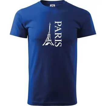 Paris nápis Eiffelovka na výšku - Triko extra velké (5-8XL) - 7XL ( Královská modrá )