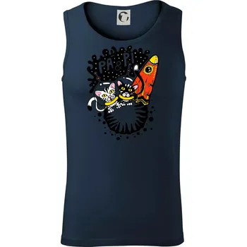 Pá a Pi z kočičí planety (Pecka Design) - Tílko pánské Core - XL ( Námořní modrá (velmi tmavá - téměř černá) )