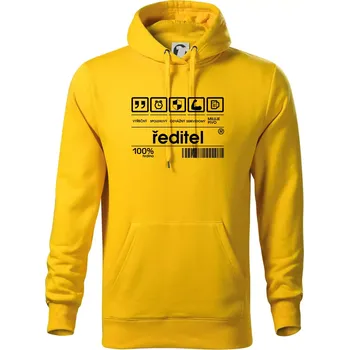 Pánská mikina Čárový kód - Ředitel - Mikina pánská Cape s kapucí - L ( Žlutá )