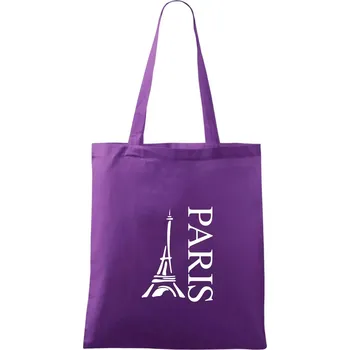Paris nápis Eiffelovka na výšku - Taška bavlněná - 42 x 38 cm ( Fialová )